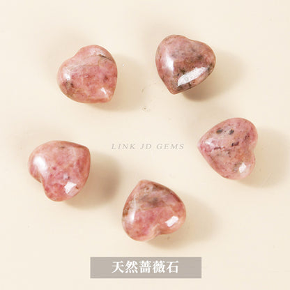 15Mm pink crystal peach heart semi-precious stone