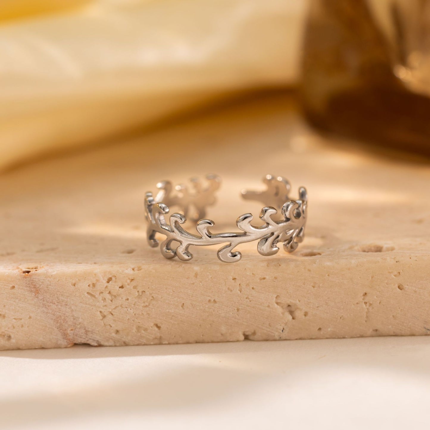 Titanium Steel Leaf Ring