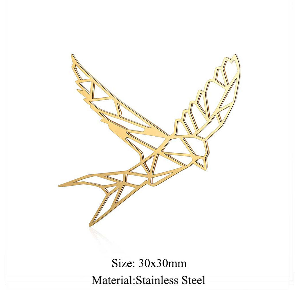 5 pcs/titanium steel paper-cut style animal pendant.