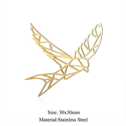 5 pcs/titanium steel paper-cut style animal pendant.