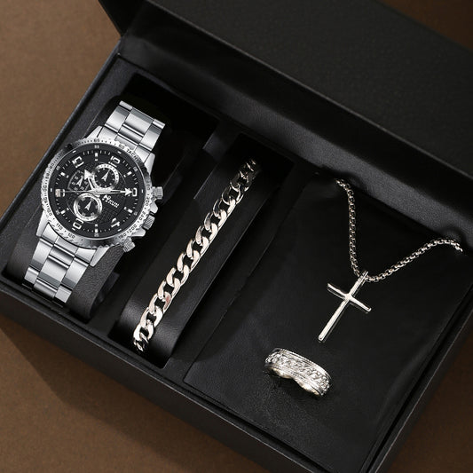 Quartz Watch Cross Jewelry Set