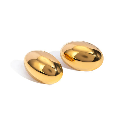 18k Gold Large Polished Oval Earrings