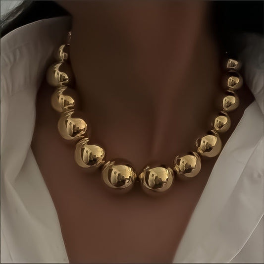 Geometric Gold Bead Necklace