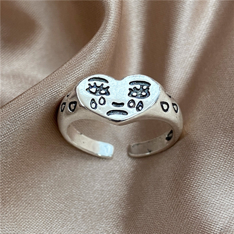 Punk Crying Face Expression Ring