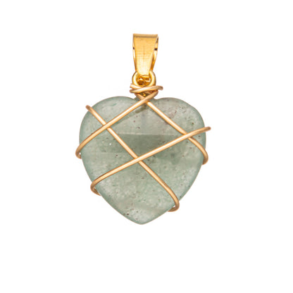 Crystal Agate Gemstone Silk Heart Pendant