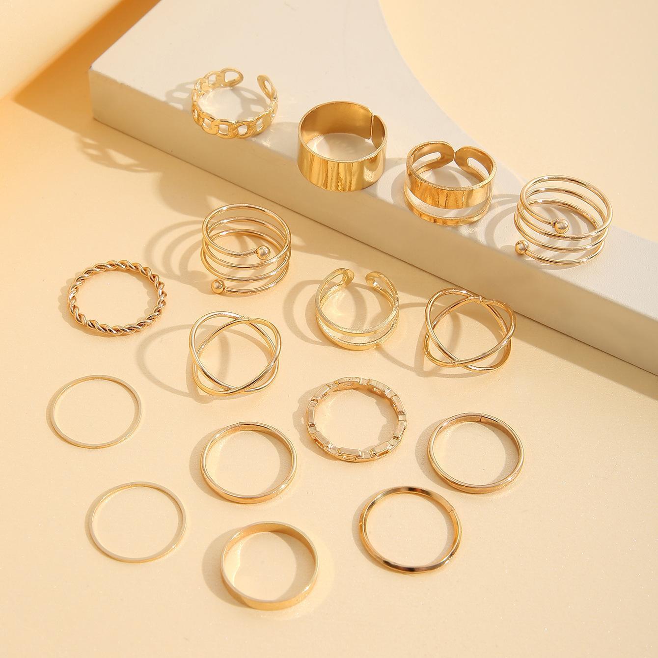 16Pcs Chain Ring Set