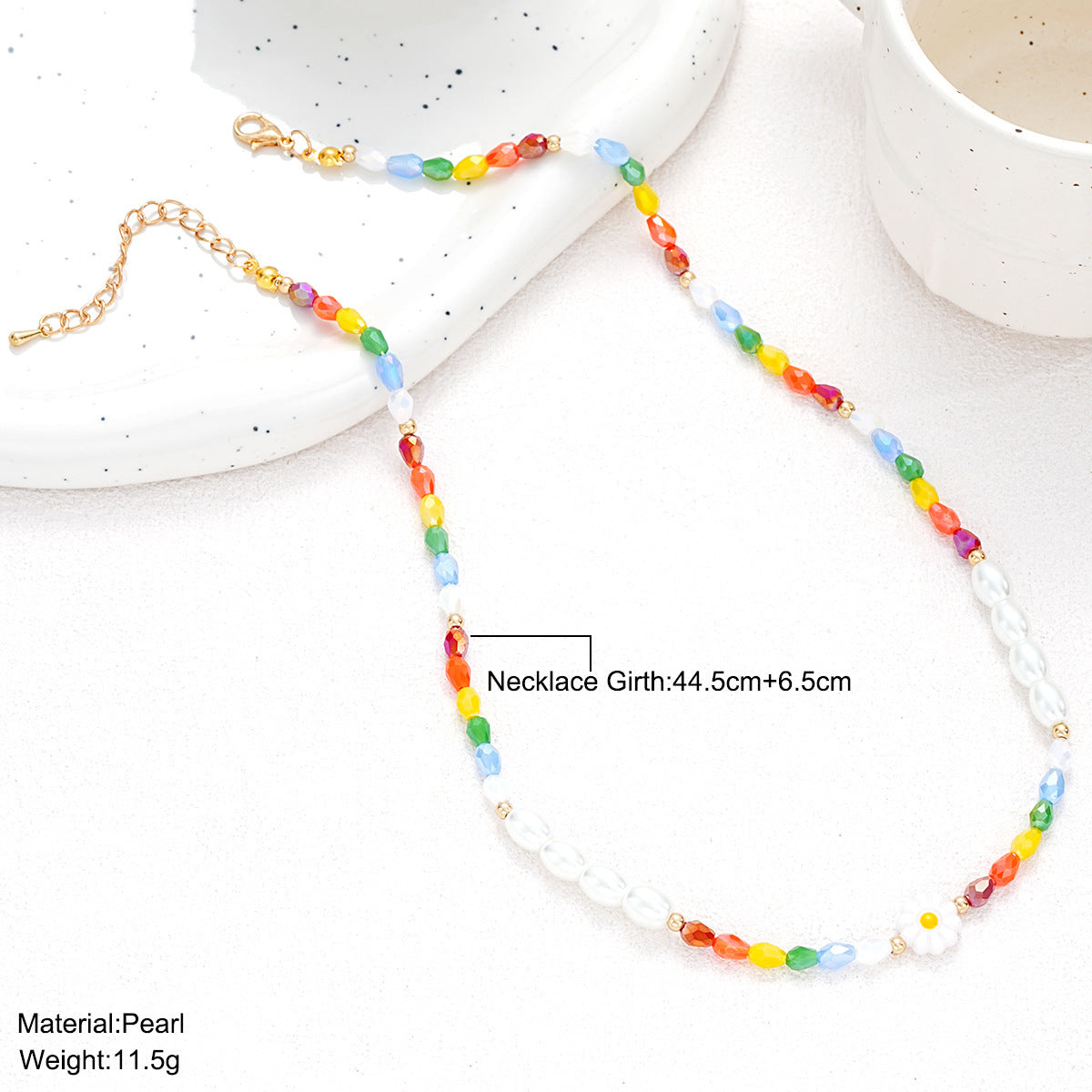Dopamine Color Daisy Pearl Necklace