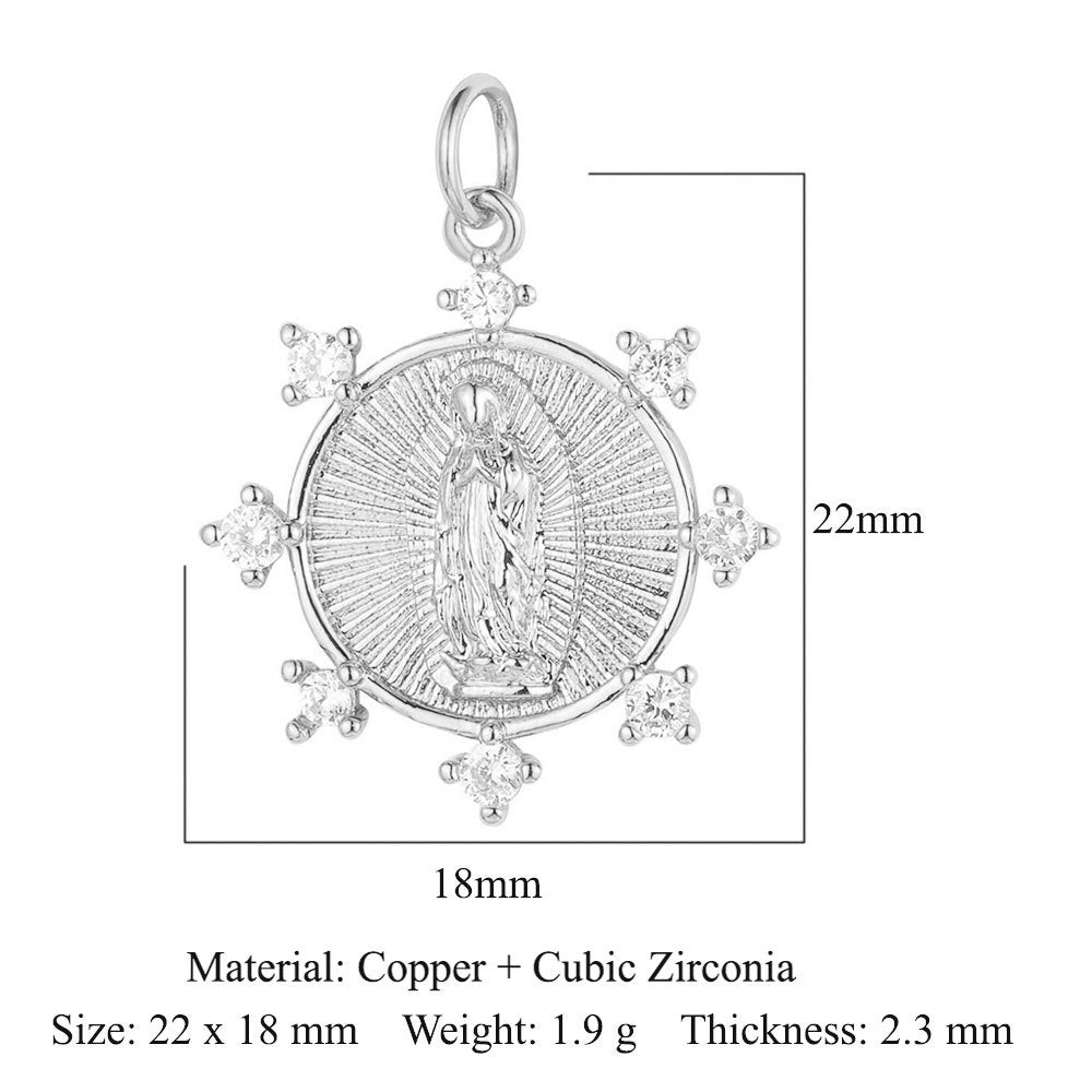 Colgante de cobre y circonita con ángel virgen 