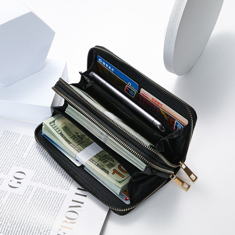 Atmospheric Double Zipper Clutch Bag Wallet