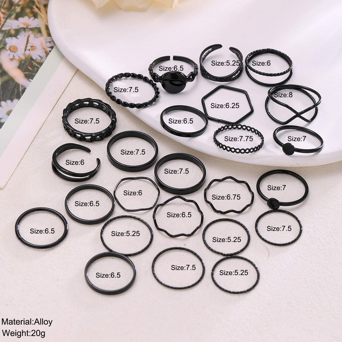 Open Multi-Joint Ring Set 25 Pieces