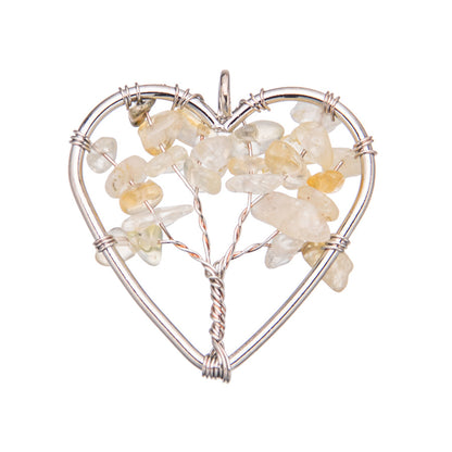 Pingente de coração de pedra britada de cristal de 3cm 