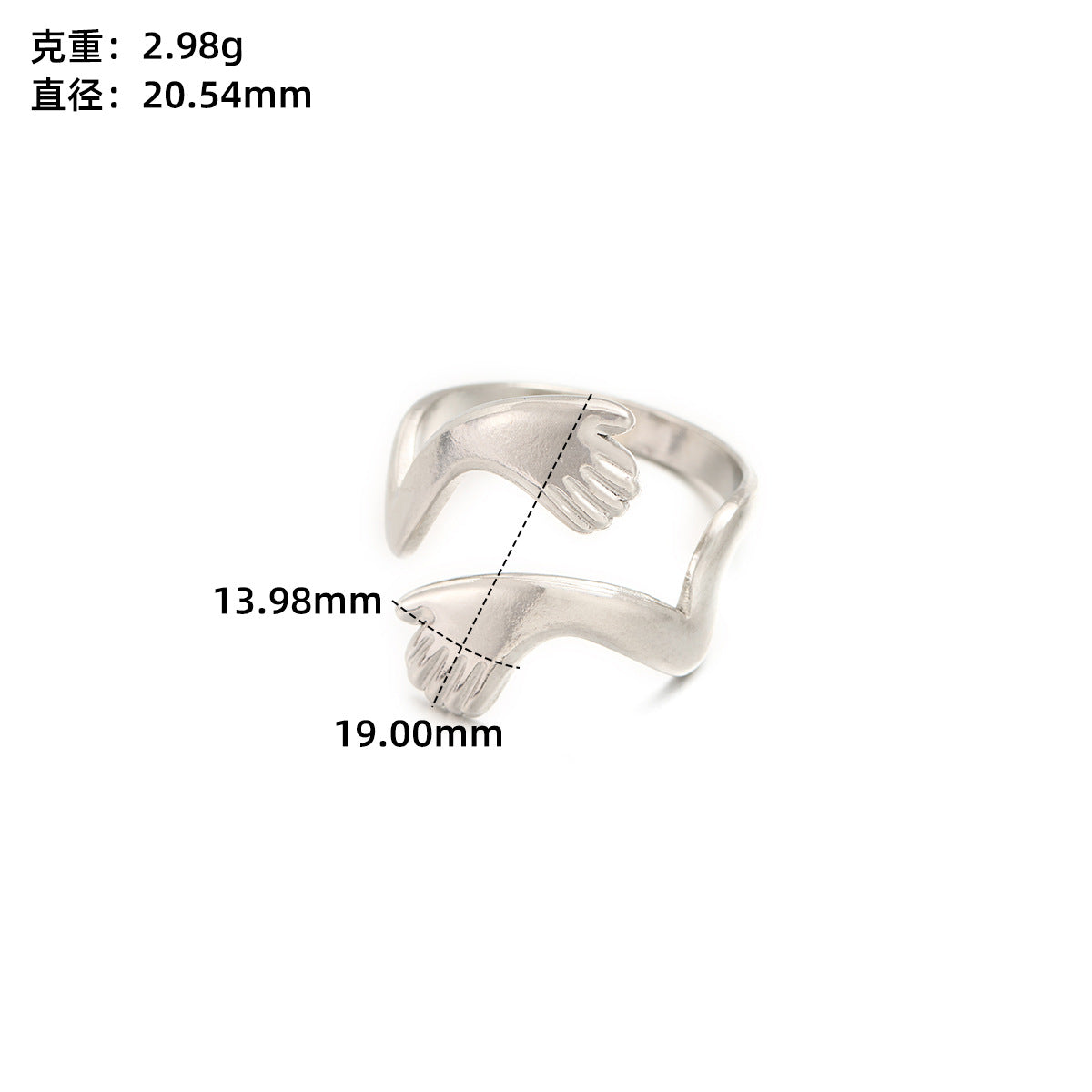 Stainless steel love open ring