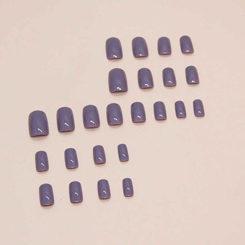 Pegatinas para uñas cuadradas de color morado liso, 24 piezas 