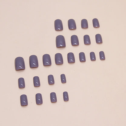 Pegatinas para uñas cuadradas de color morado liso, 24 piezas 