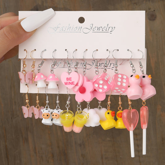 Candy Duck Mushroom Earring Set
