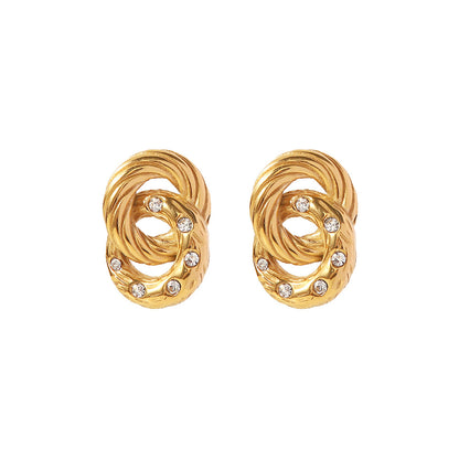 18K Gold Hoop Circle Zirconia Earrings