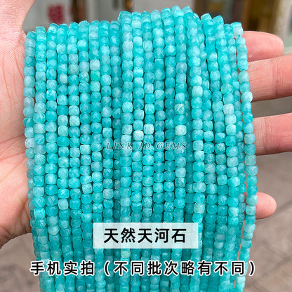 Cuentas sueltas cuadradas facetadas de piedra Tianhe natural de 4-5 mm 