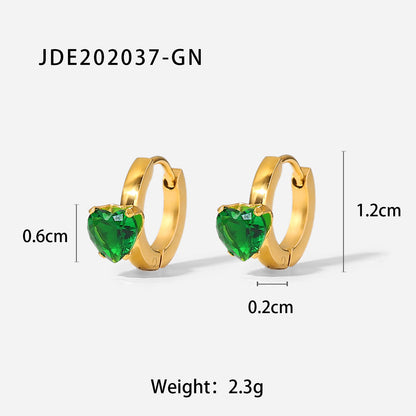 Pink/Green Zirconia Hoop Earrings