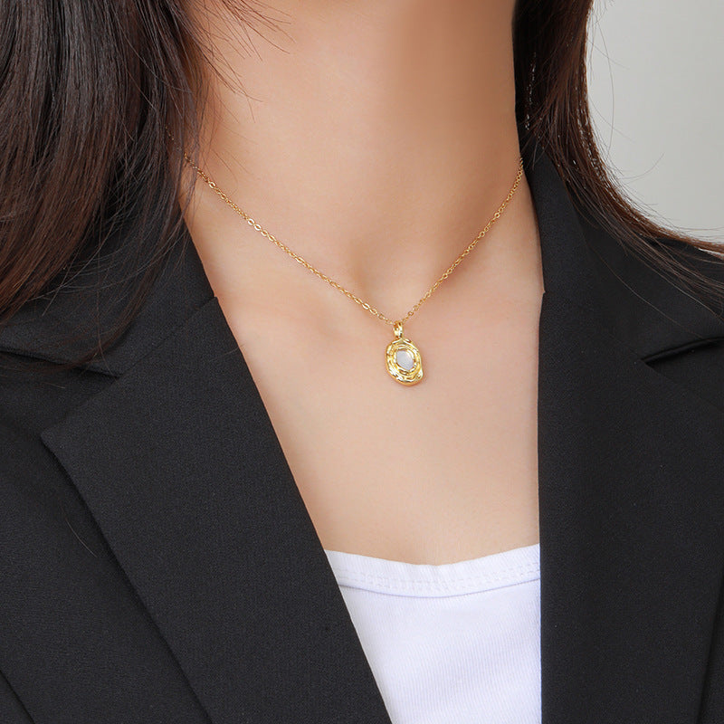 Women's White Fritillary Titanium Steel Clavicle Necklace