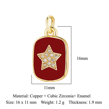 Oil drop diamond star tag copper zircon pendant