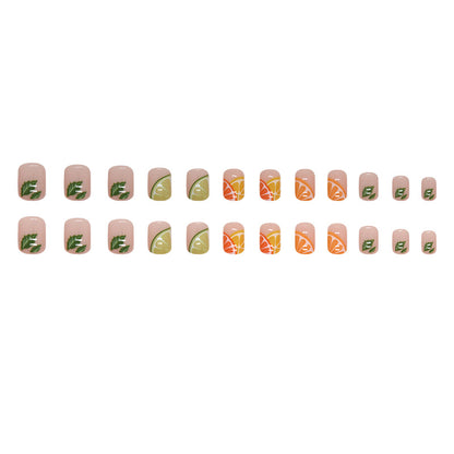 Short Square Lemon Fake Nails