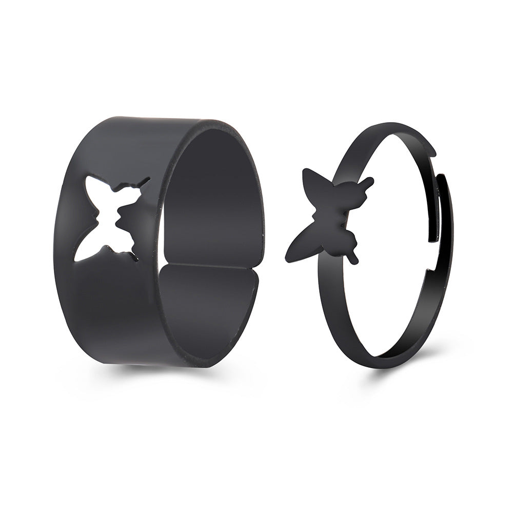Punk style couple ring set