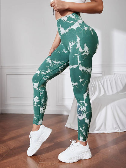 Pantalones de yoga con control de barriga y cintura alta sin costuras 