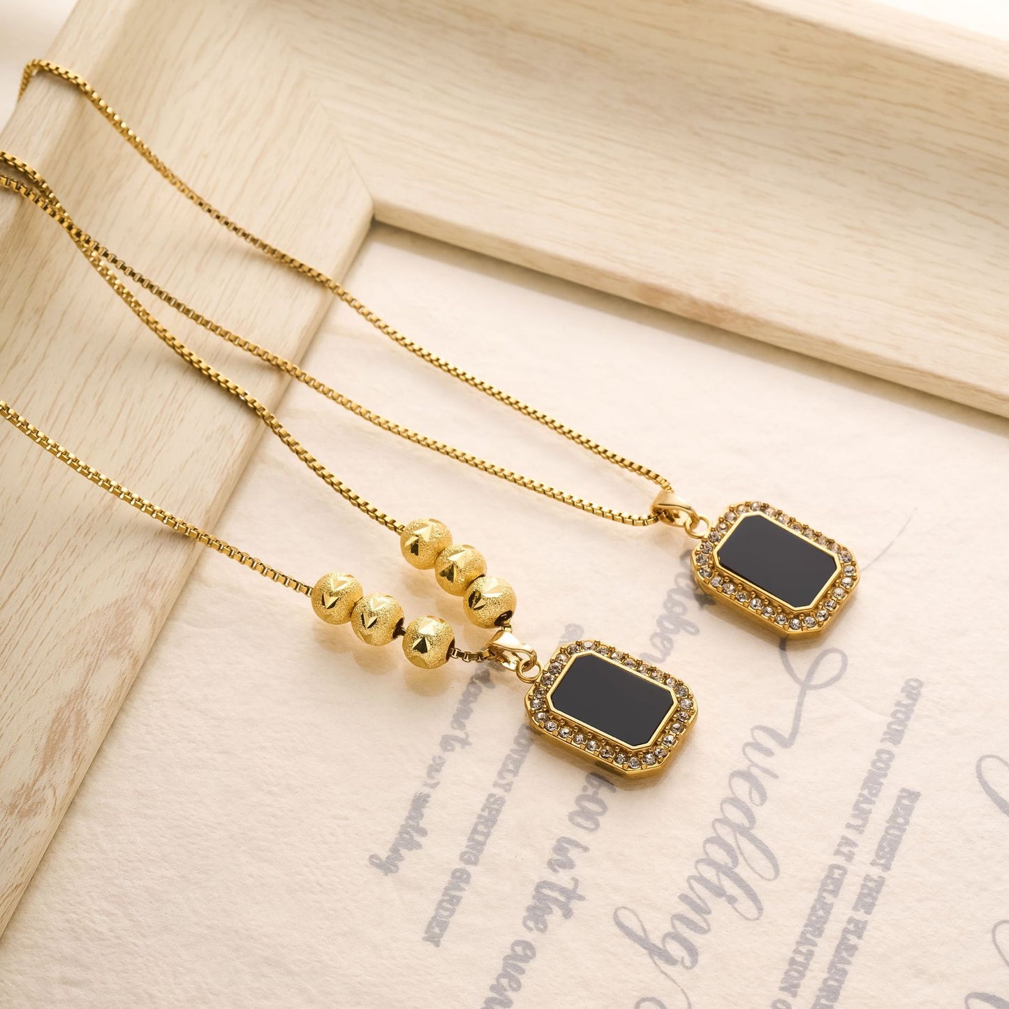 Titanium Steel Diamond Square Necklace