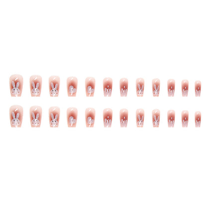 Blush Bunny Glitter Nails