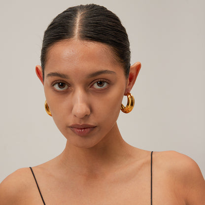 18k gold stainless steel C-shaped earrings