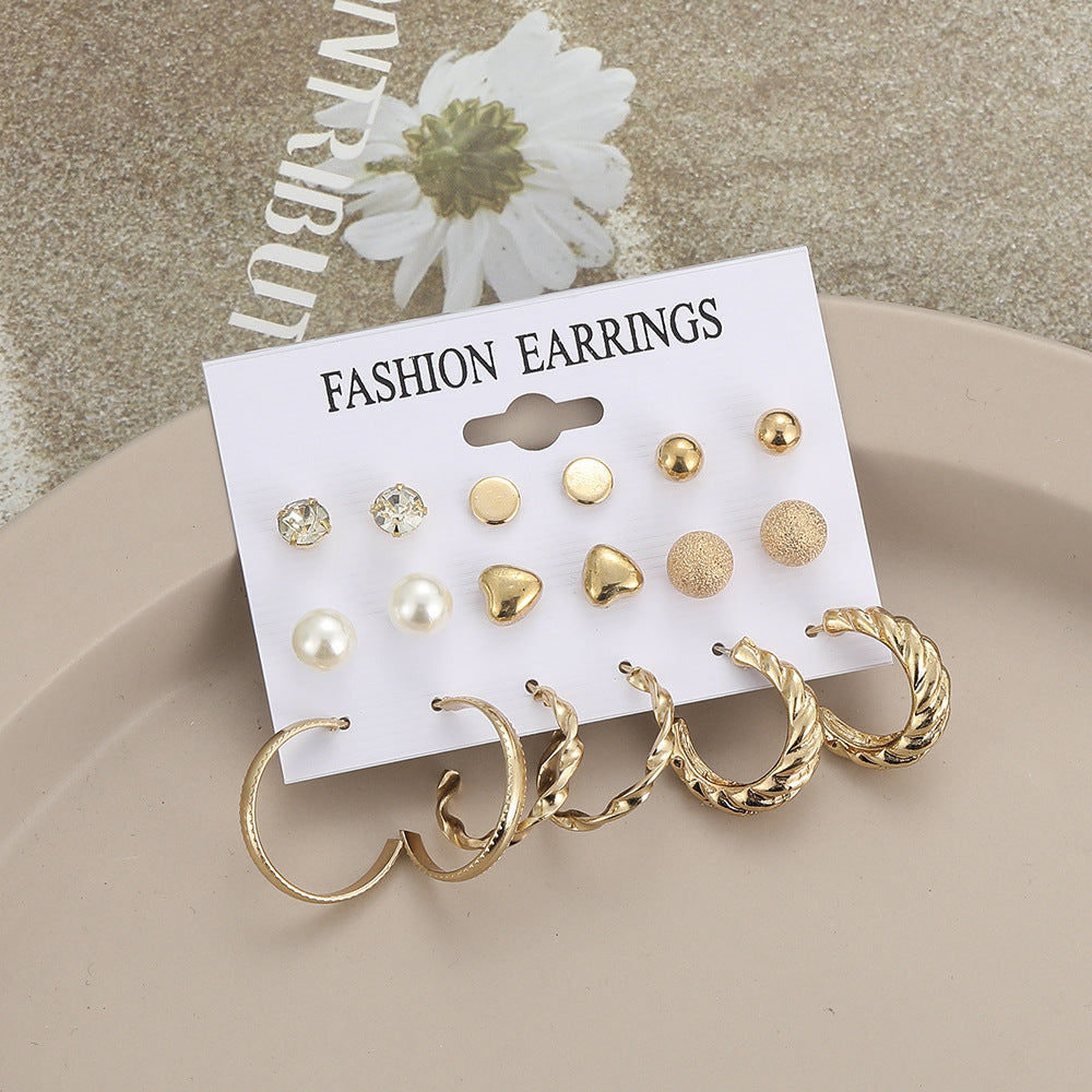 9-Pair Imitation Pearl Earring Set
