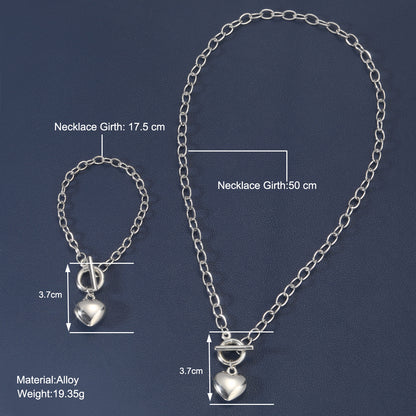 Heart OT buckle personality hip-hop bracelet necklace