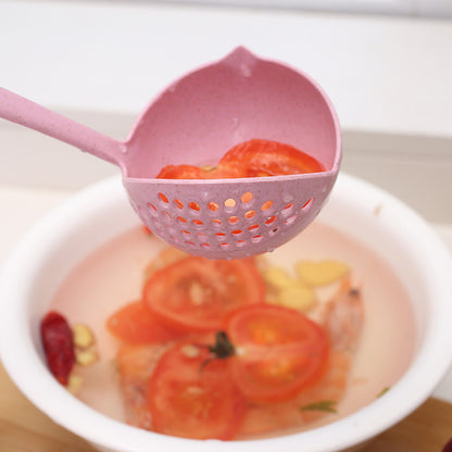 Cuchara de paja de trigo, cuchara de plástico con mango largo 