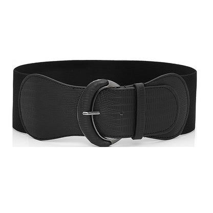 Faux leather elastic wide belt