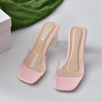 Slippers high heels crystal
