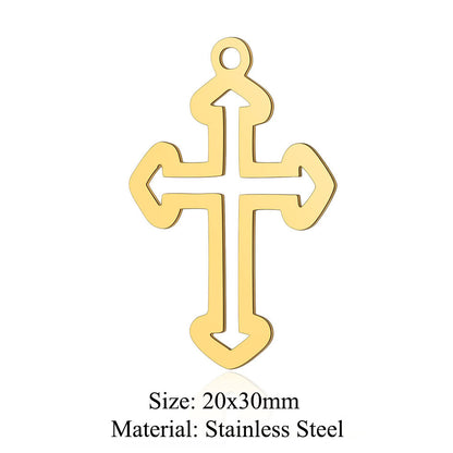 5 pcs/bag witch titanium steel pendant peach heart cross