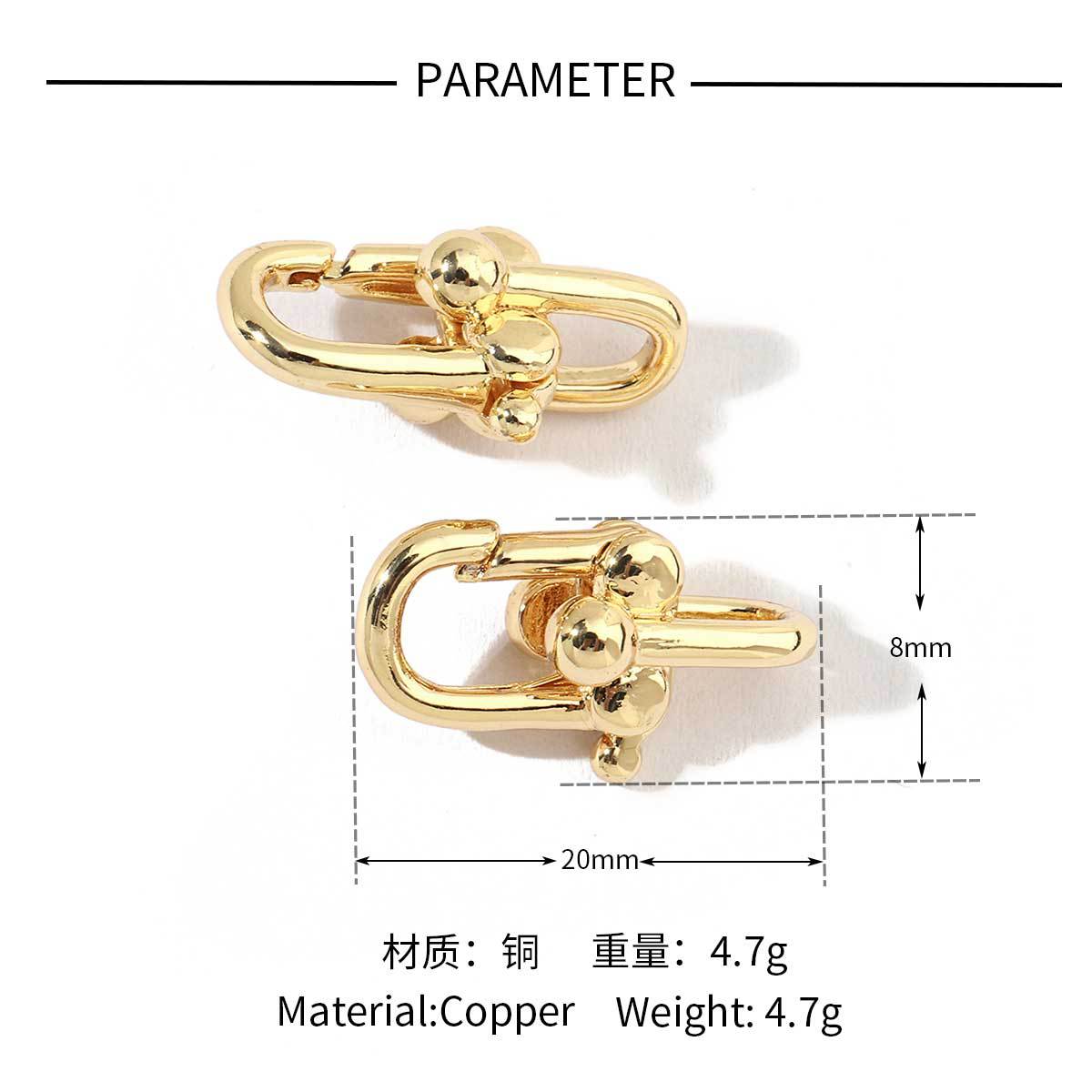 18K real gold copper zircon detachable connecting buckle