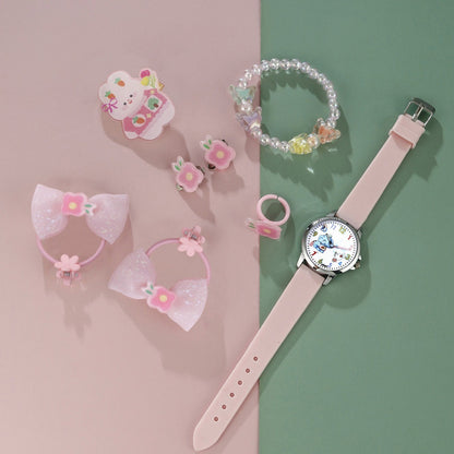 Animal Dial Round Quartz Watch Jewelry Set