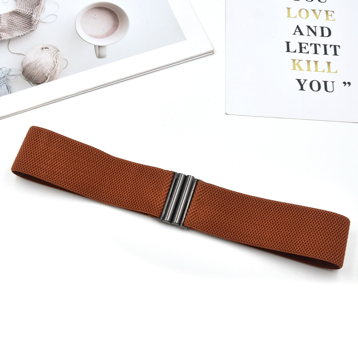 Red elastic waist seal wide belt