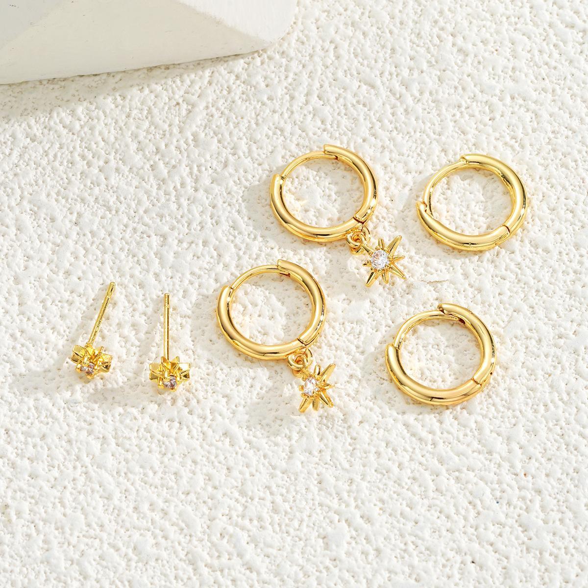 18K Gold Plated Star Stud Earrings