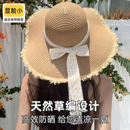 Breathable Wide-Brim Raffia Straw Hat Summer Sun Protection Beach Hat
