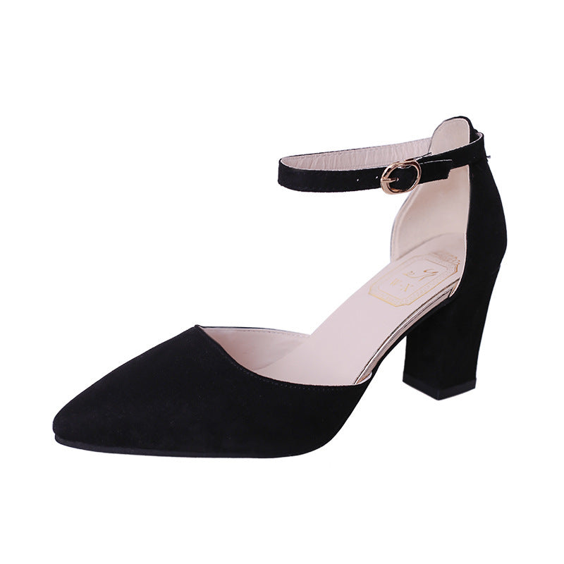 Thick heel women's single shoes wholesale