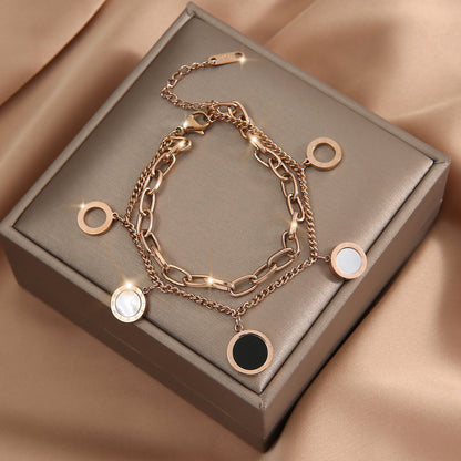 Double-sided shell double-layer chain bracelet