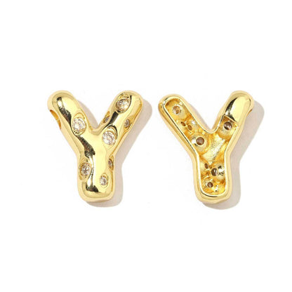 18K real gold copper inlaid zircon 26 letter pendant.