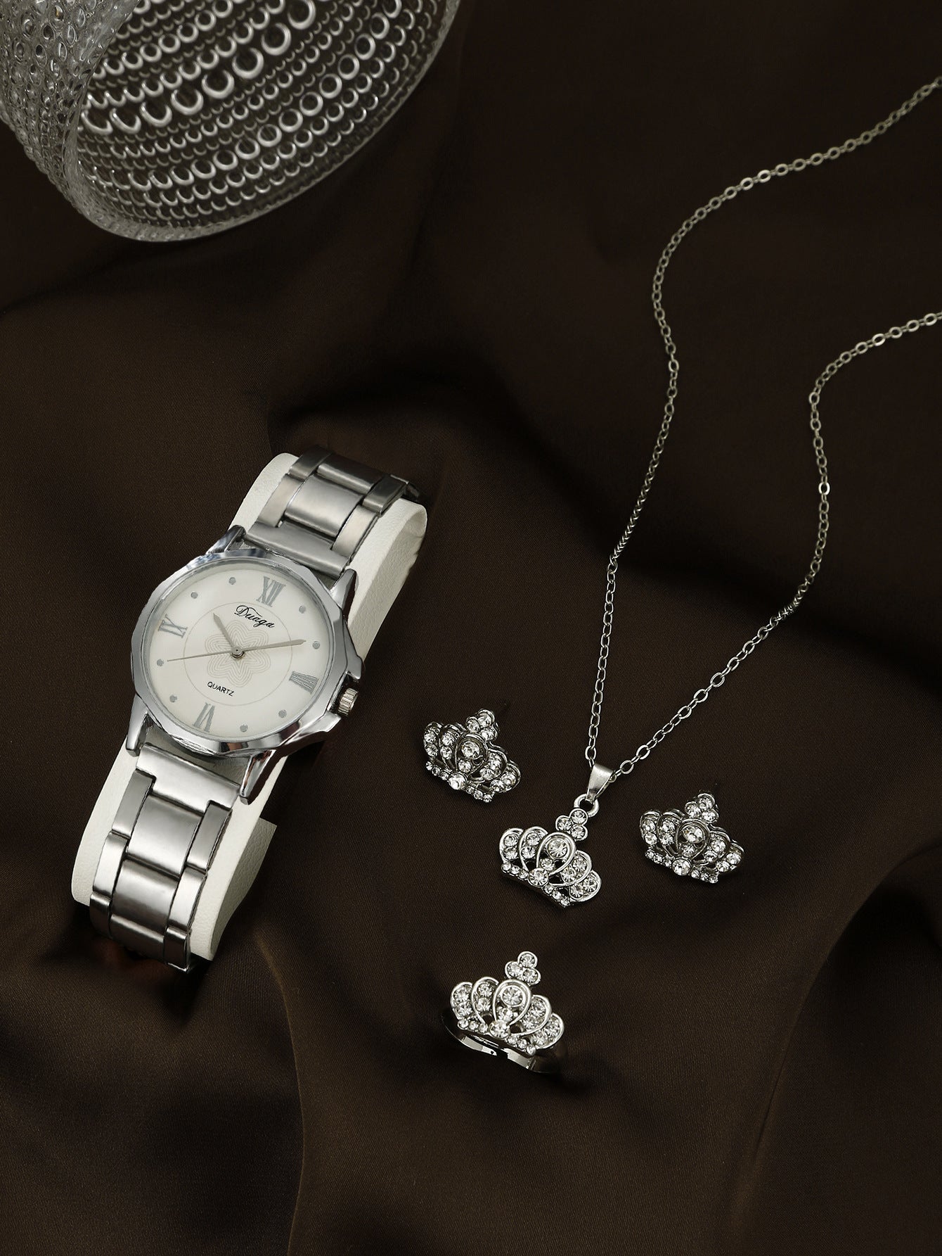 Steel belt quartz watch jewelry set
