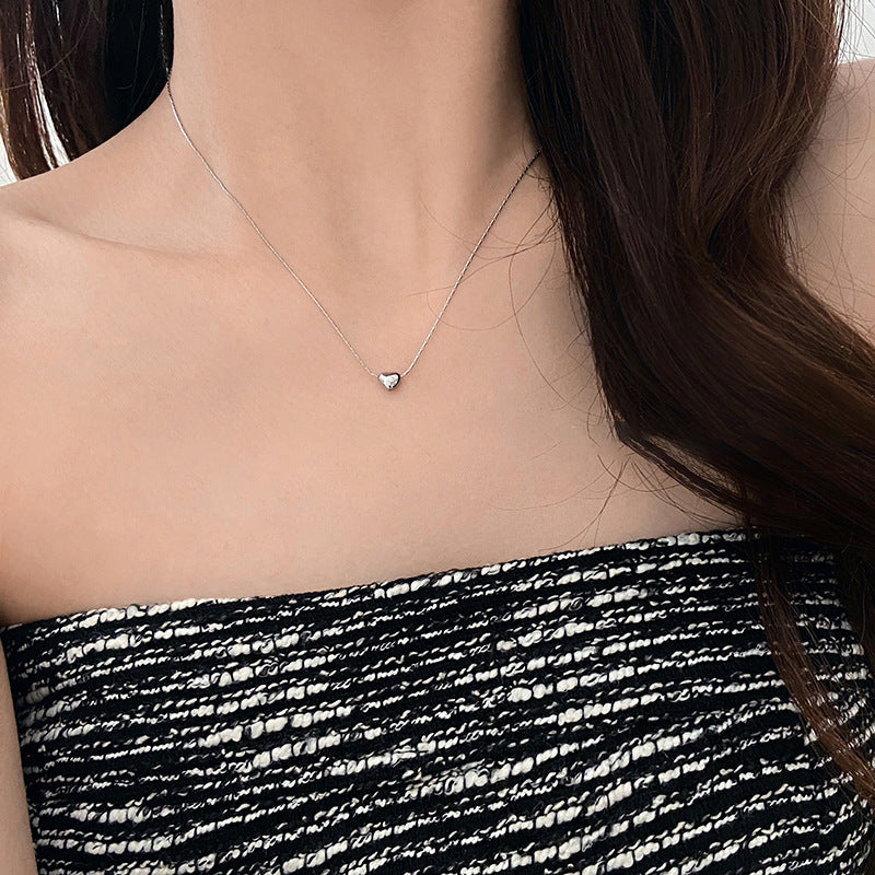Titanium Steel Small Heart Collarbone Necklace