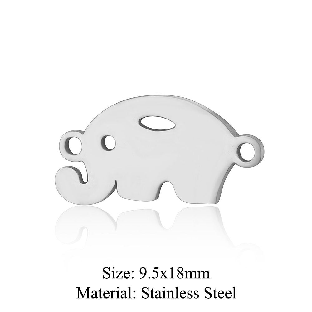 Colgante de acero de titanio con forma de elefante, lobo, tortuga, león y oso, 5 unidades por bolsa 