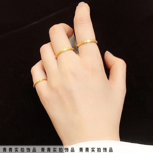 Matte Titanium Steel Gold Ring — Non-Fading, Hypoallergenic