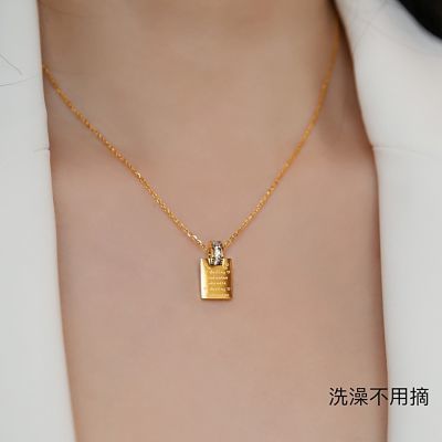 Korean Square "Love" Zircon Collarbone Necklace