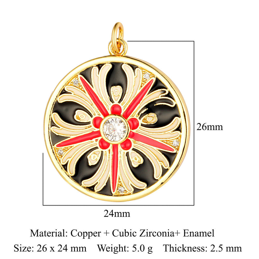 Oil drop copper zircon pendant palm eye face crown